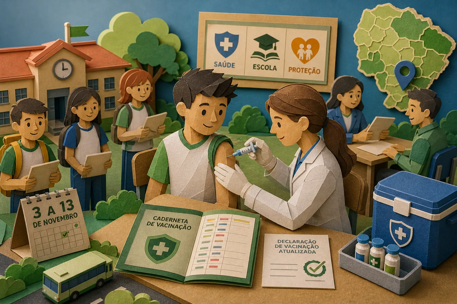 Ação estadual atualiza caderneta de vacinação de estudantes em escolas de MS