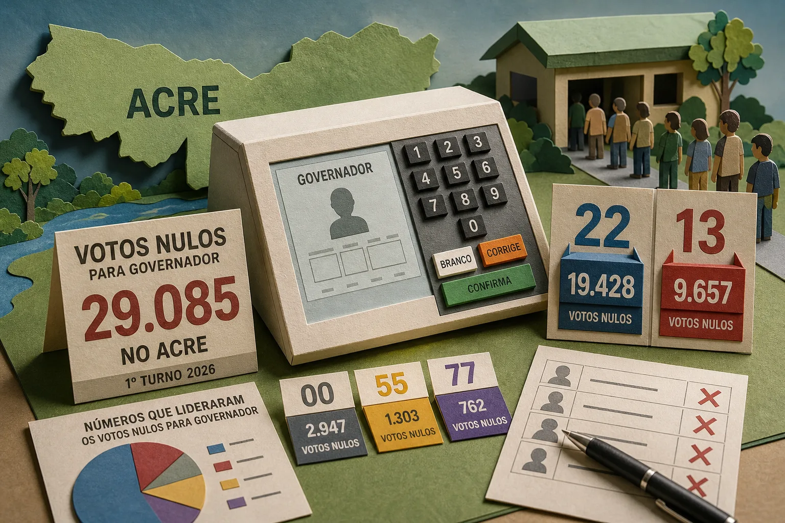 Acre contabiliza 29 mil votos nulos para governador com dígitos do PL e do PT