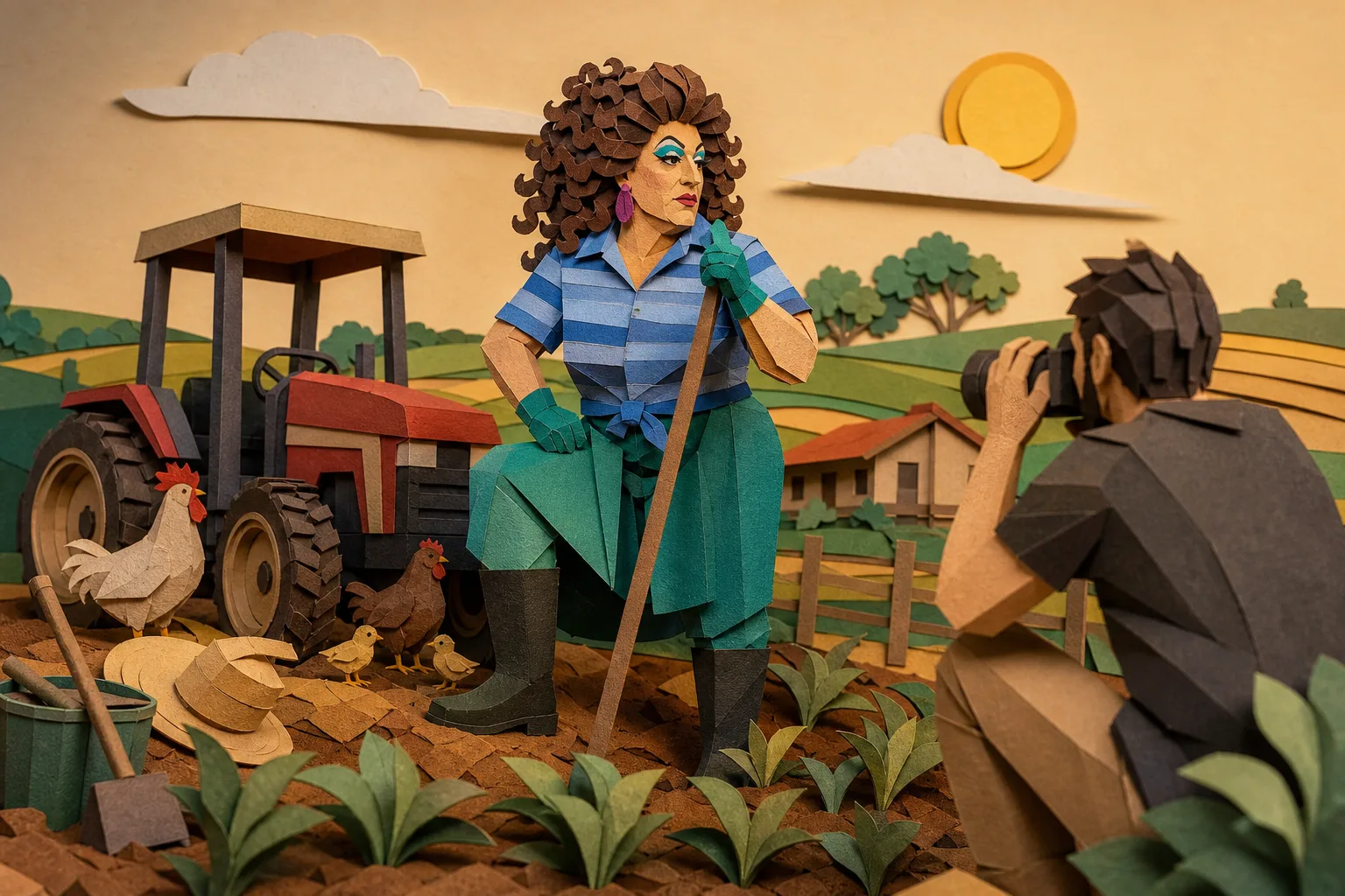 Agricultor paranaense é caracterizado como drag queen em projeto artístico do filho