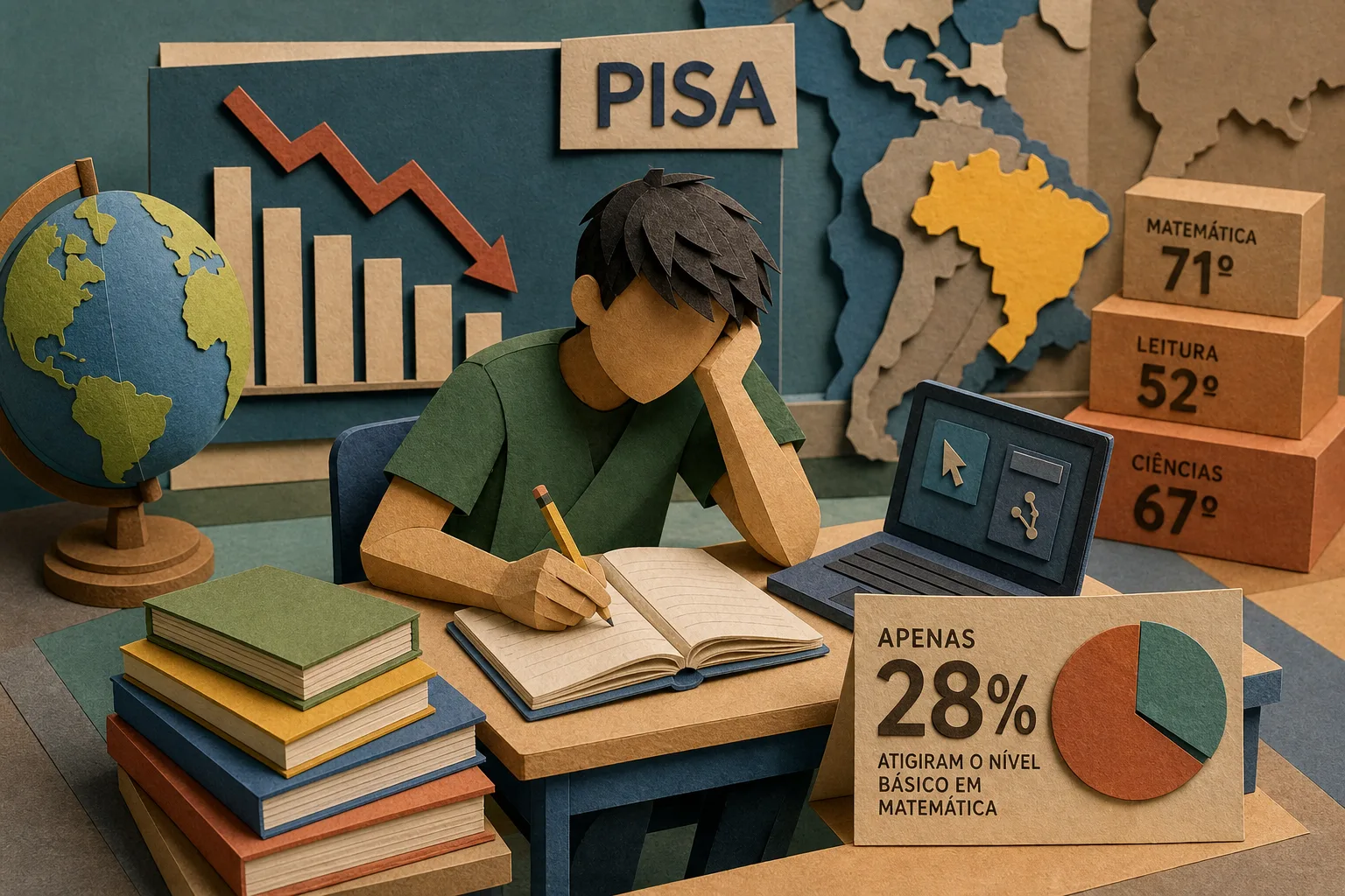 Alunos brasileiros têm pouco avanço no Pisa e ficam atrás na média da OCDE