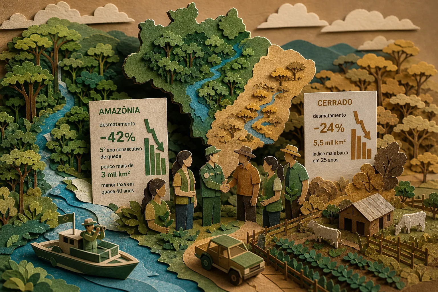Amazônia e Cerrado registram as menores taxas de devastação em décadas, aponta Inpe