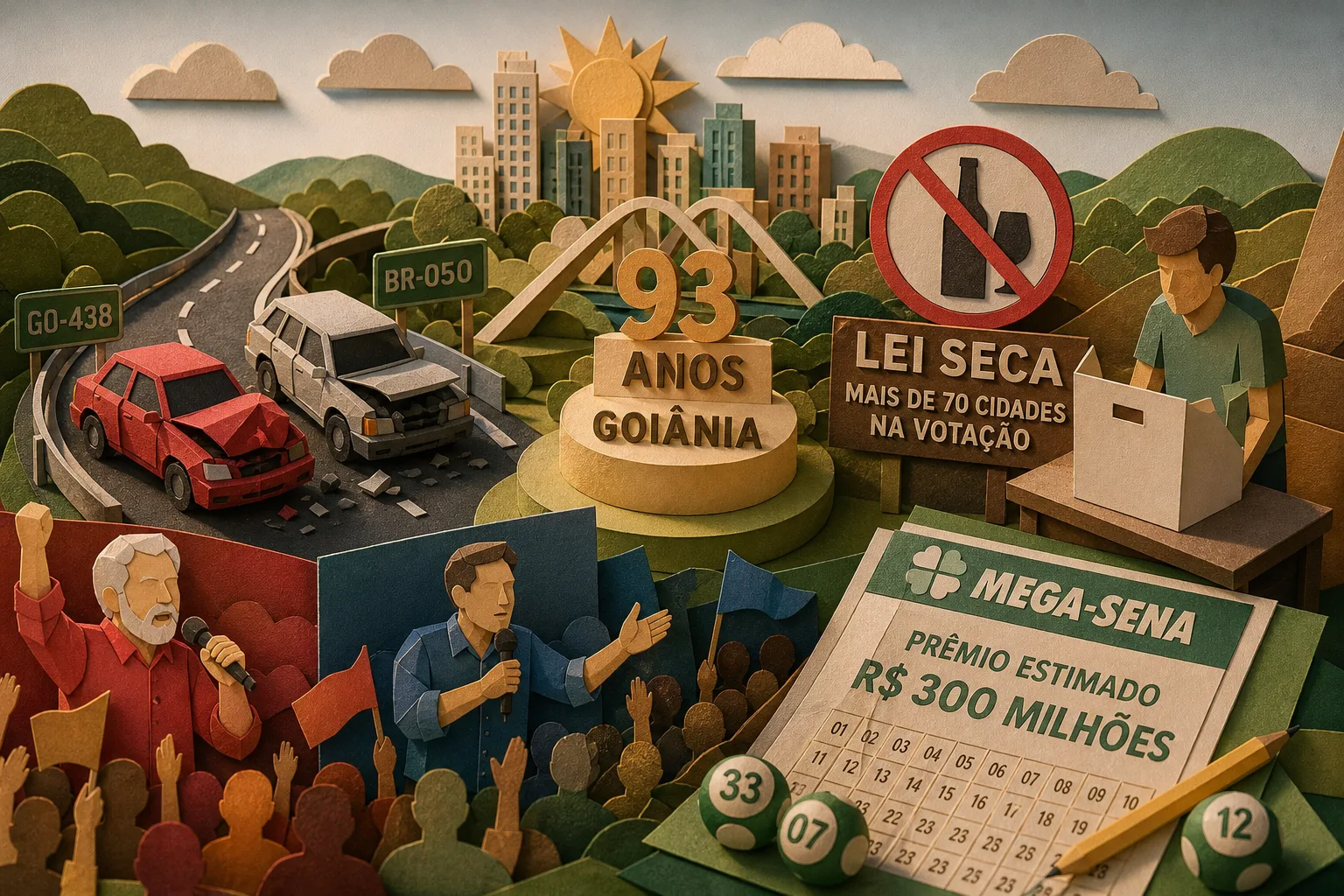 Aniversário de Goiânia, acidentes em rodovias e regras eleitorais marcam o dia
