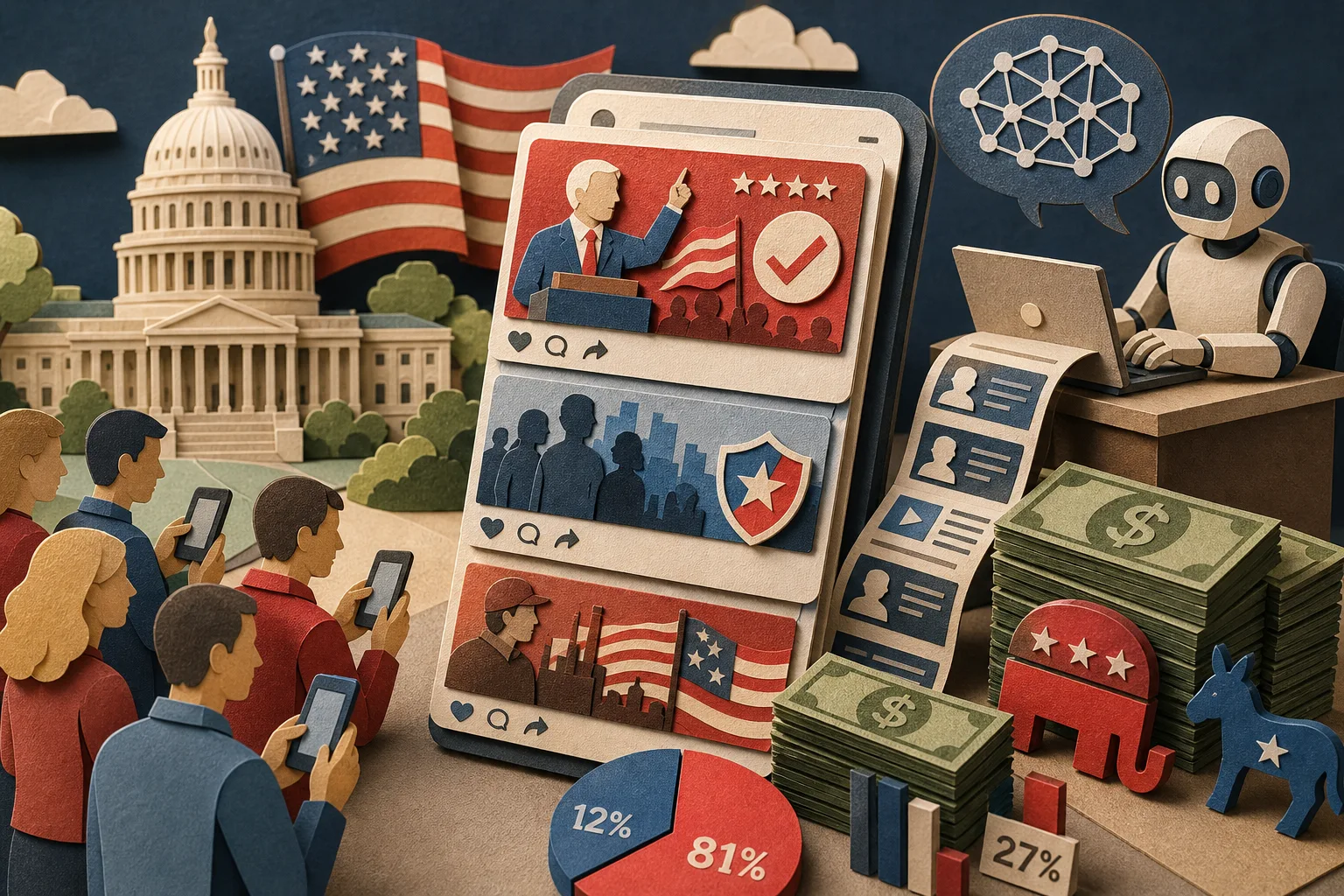 Anúncios gerados por inteligência artificial movimentam milhões em eleições nos EUA