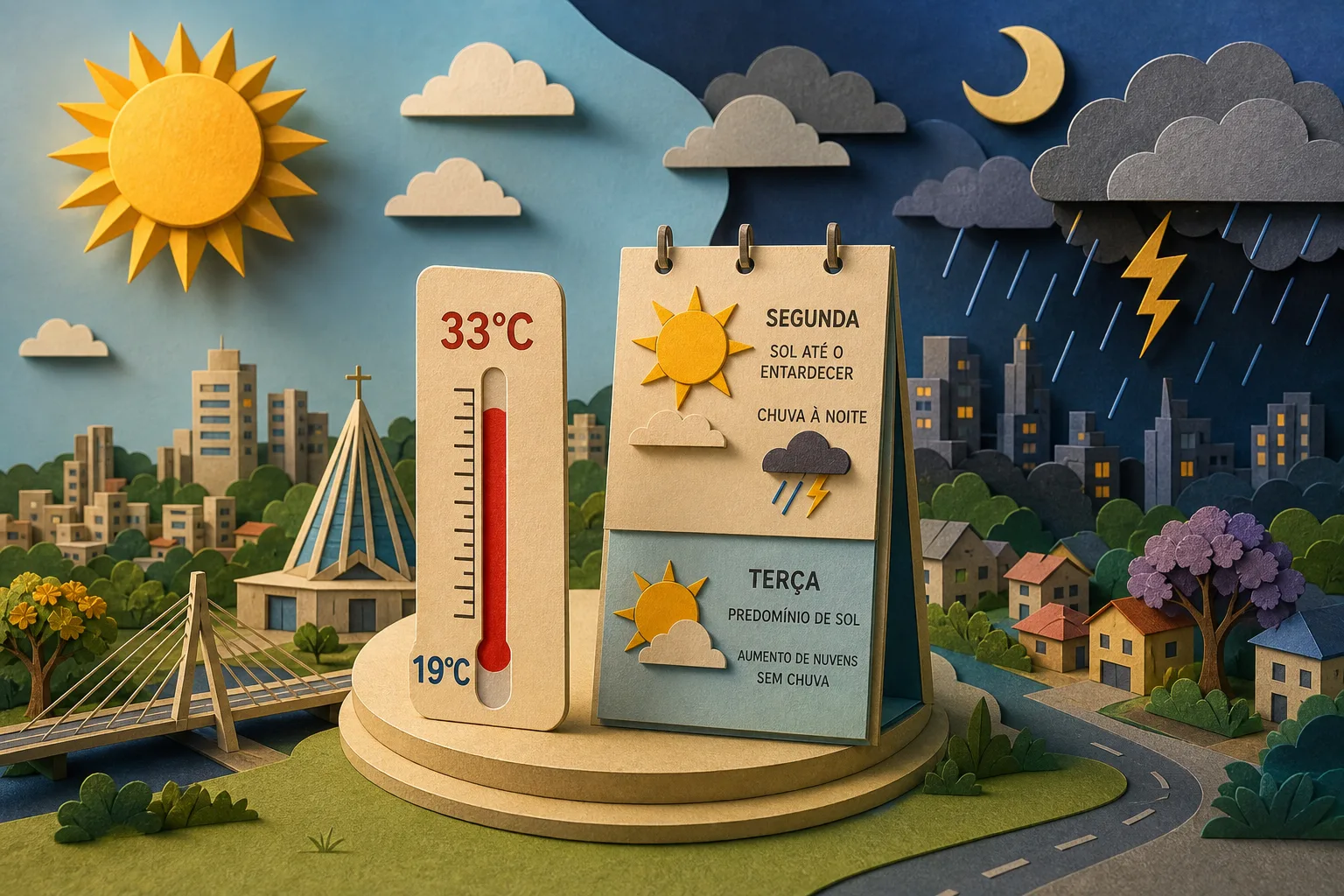 Aparecida de Goiânia deve registrar máxima de 33ºC com risco de chuva à noite