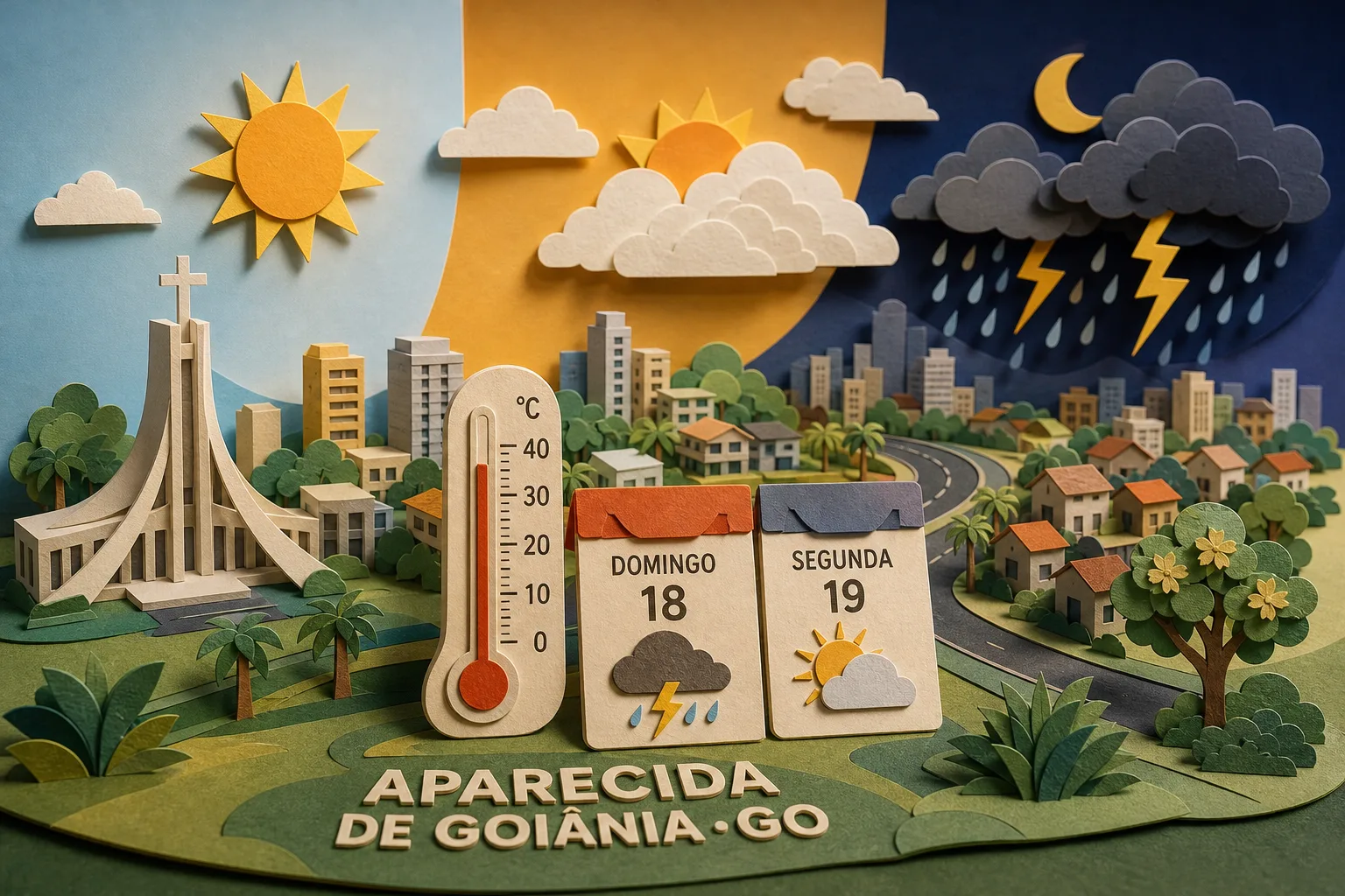 Aparecida de Goiânia tem domingo quente com pancadas e trovoadas à noite