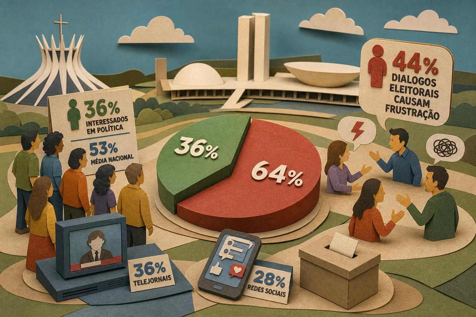 Apenas 36% dos cidadãos do DF declaram interesse por política, revela levantamento