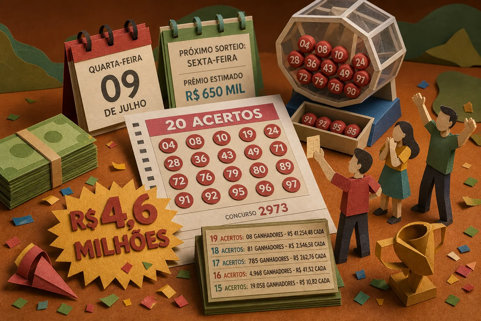 Aposta única crava 20 dezenas da Lotomania 2973 e fatura R$ 4,6 milhões