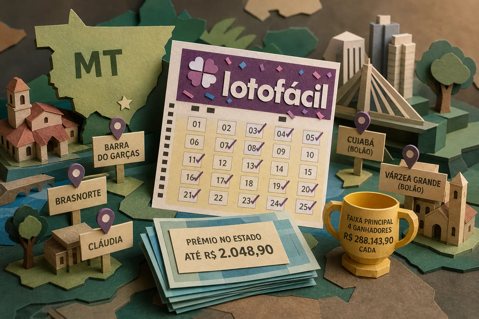 Apostadores de cinco municípios de MT levam prêmio na Lotofácil