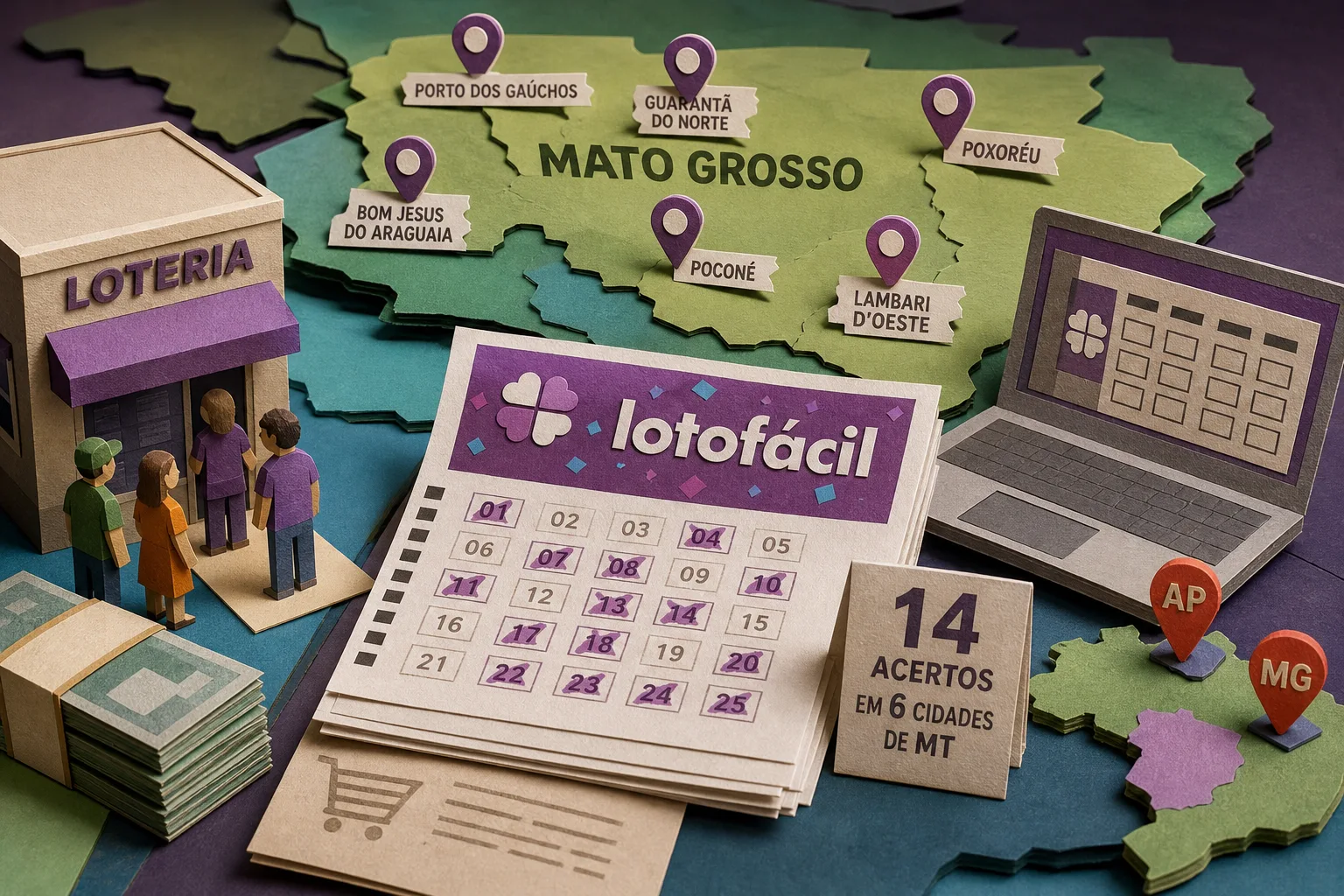 Apostas de seis cidades de MT acertam 14 dezenas na Lotofácil