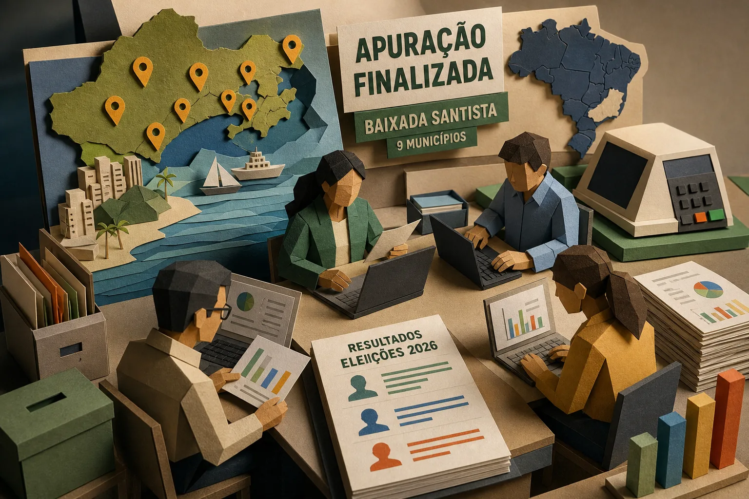 Apuração das Eleições 2026 é finalizada nos nove municípios da Baixada Santista