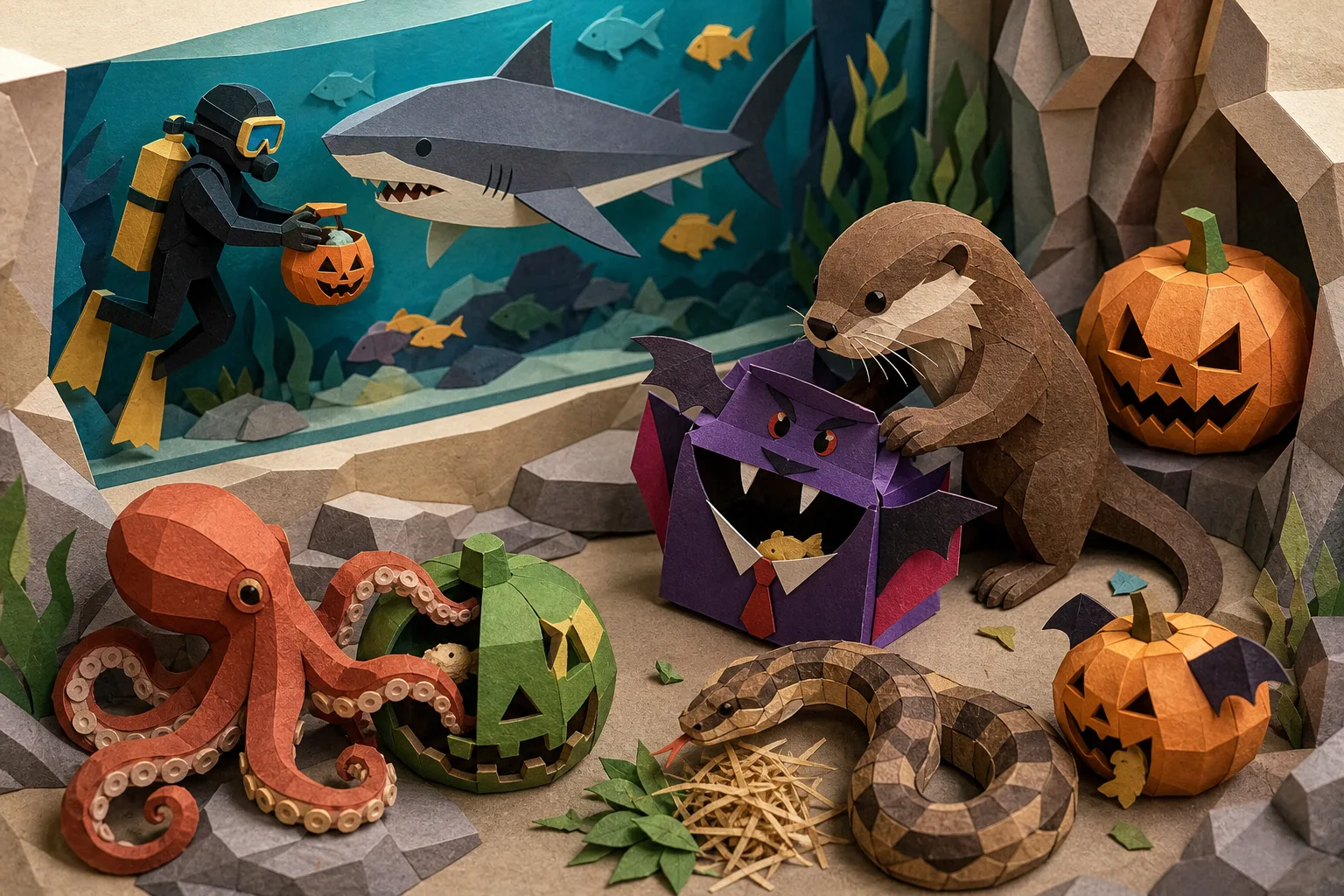Aquário de Balneário Camboriú realiza desafios temáticos de Halloween para os animais