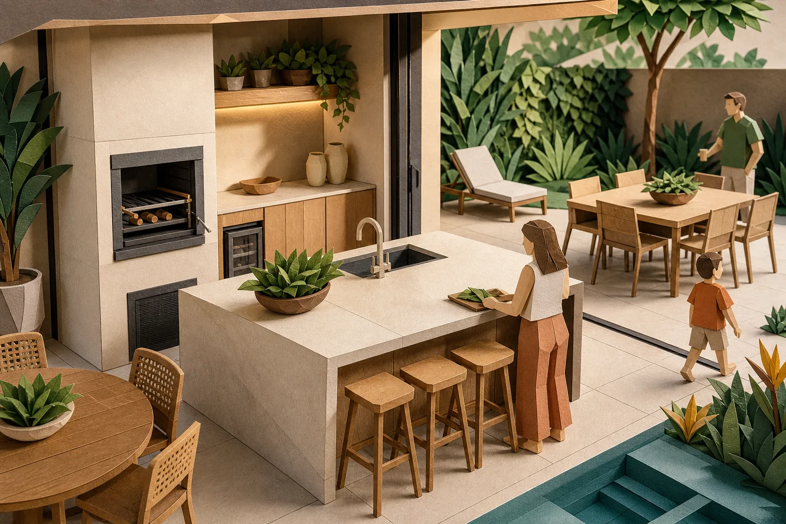 Arquitetura moderna integra espaços gourmet à rotina diária dos lares