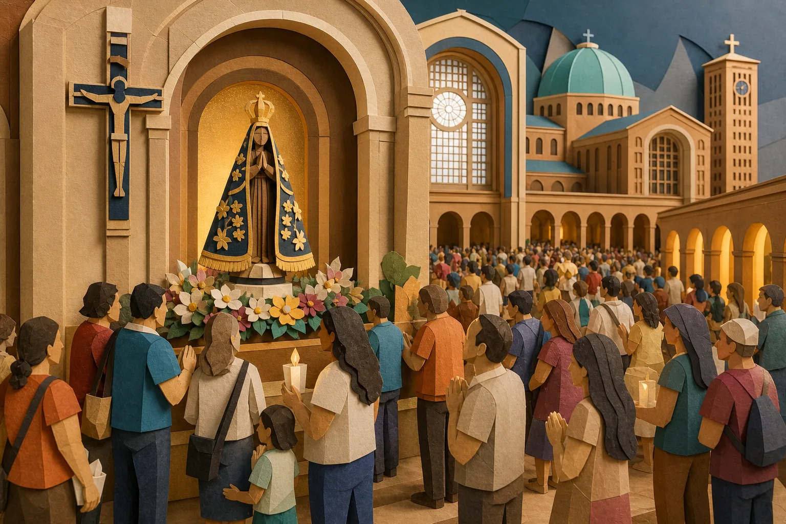 Basílica de Aparecida registra grande fluxo de fiéis no fim de semana pós-feriado