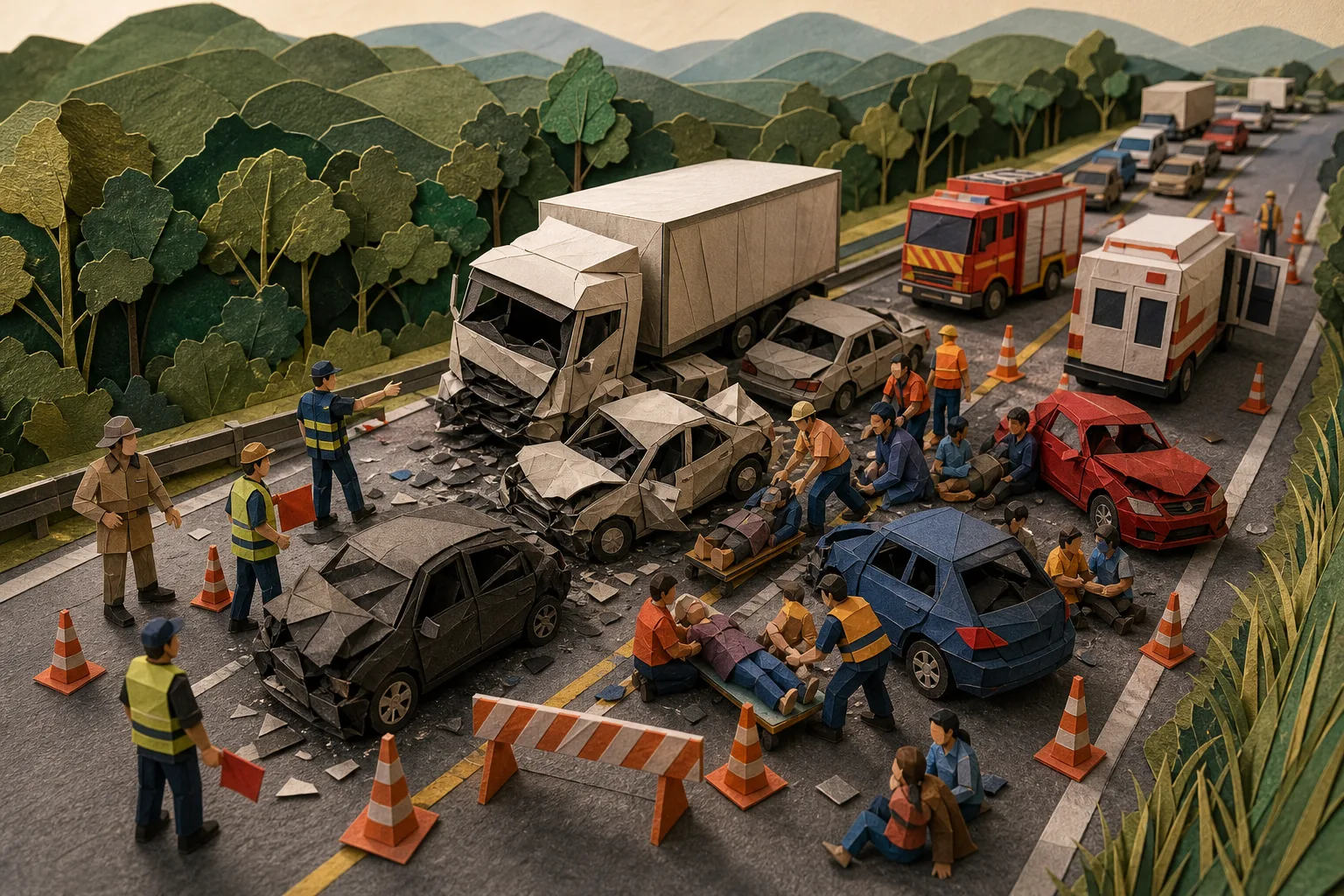 Batida entre caminhão e quatro carros deixa quatro mortos e interdita a BR-393