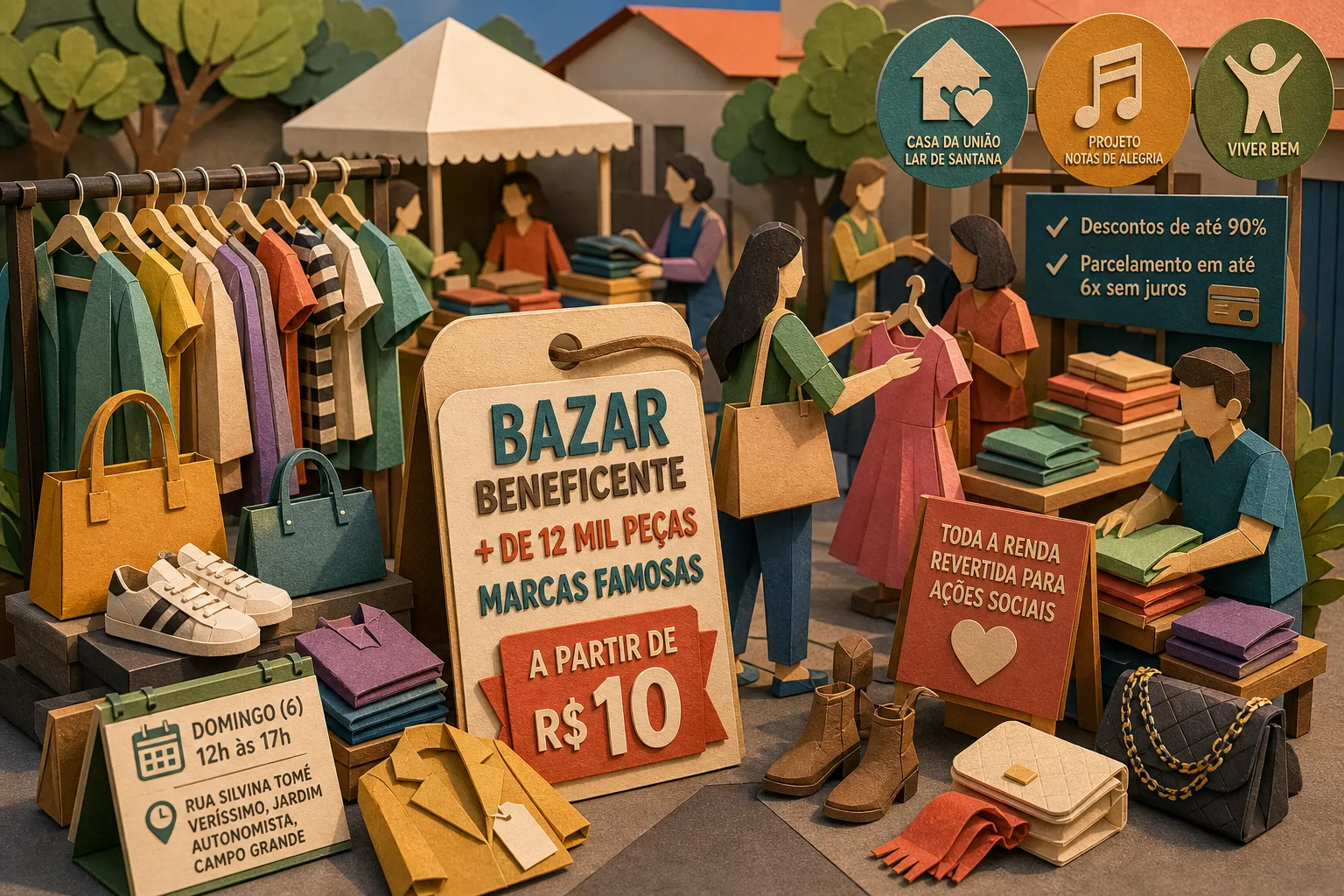 Bazar terá mais de 12 mil peças de marcas famosas a partir de R$ 10