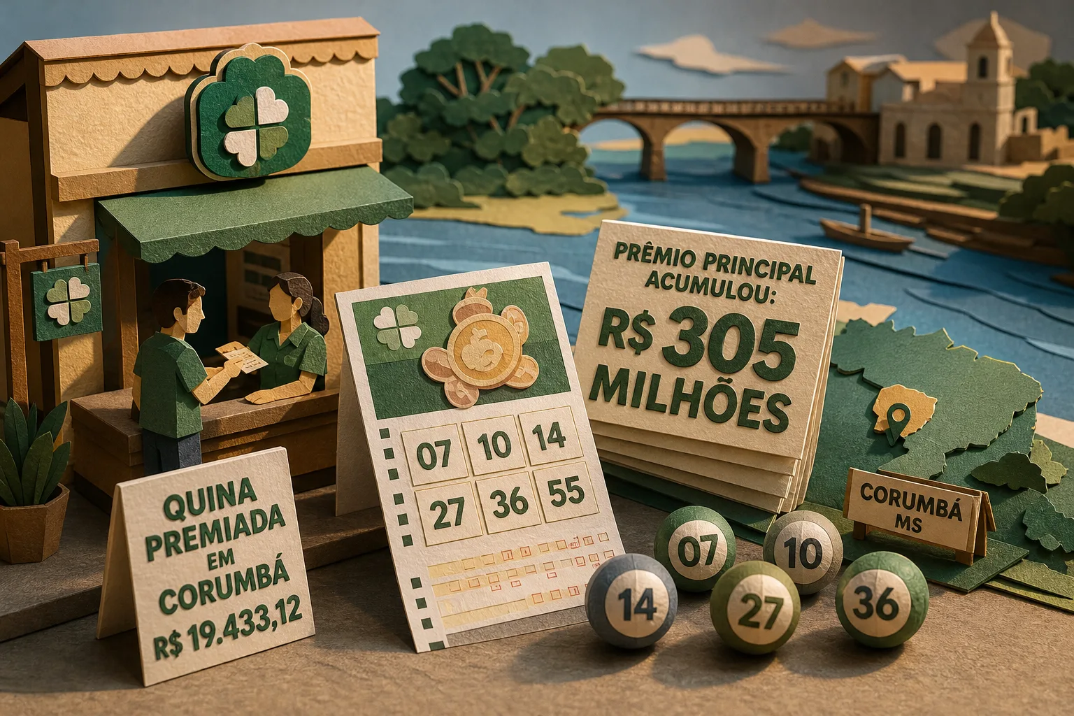 Bilhete feito em Corumbá fatura prêmio da quina no concurso 3075 da Mega-Sena