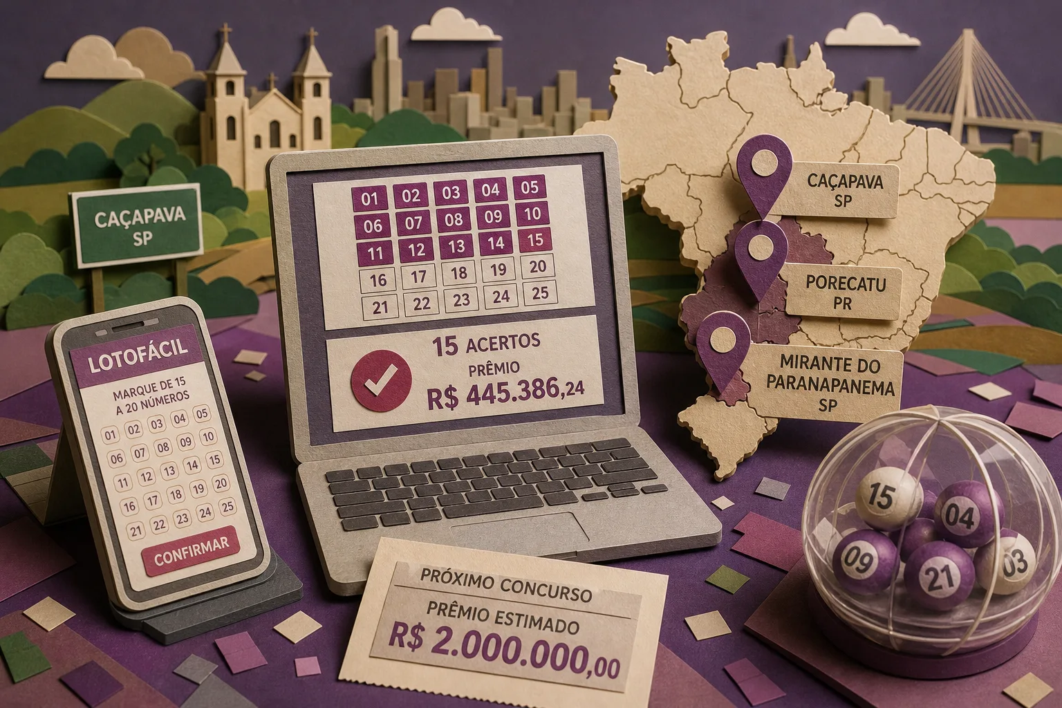 Bilhete online de Caçapava acerta 15 dezenas e divide prêmio principal da Lotofácil