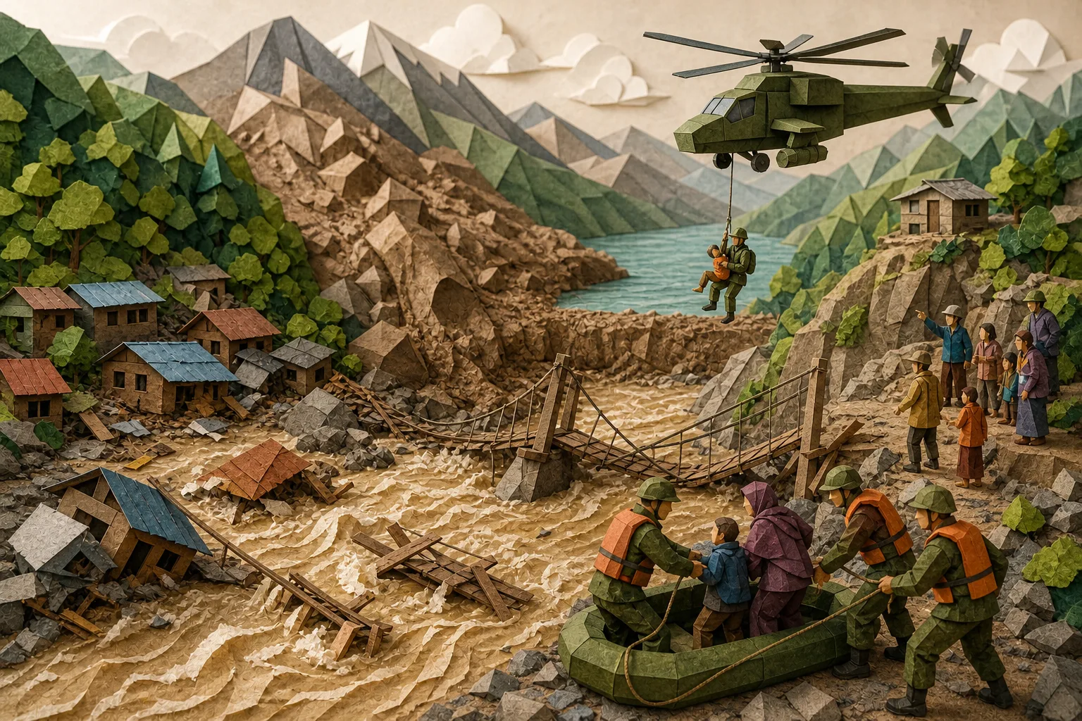 Bloqueio de rio por terra provoca inundações e destruição no interior do Nepal