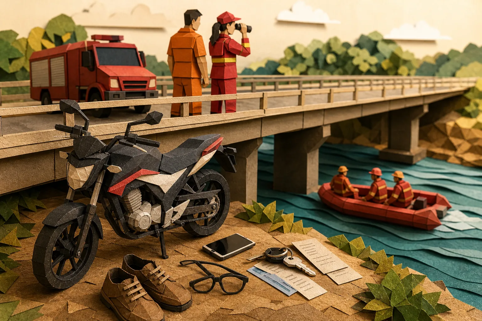 Bombeiros buscam motorista após moto e pertences serem achados em ponte da TO-080