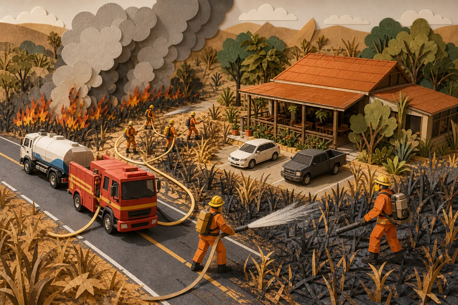 Bombeiros extinguem queimada perto de restaurante em rodovia no Sul do Piauí