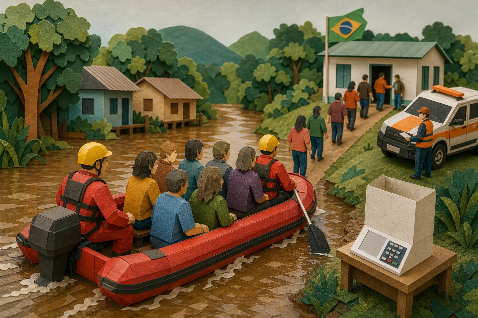 Bombeiros transportam grupo de barco para garantir votação no interior de SC