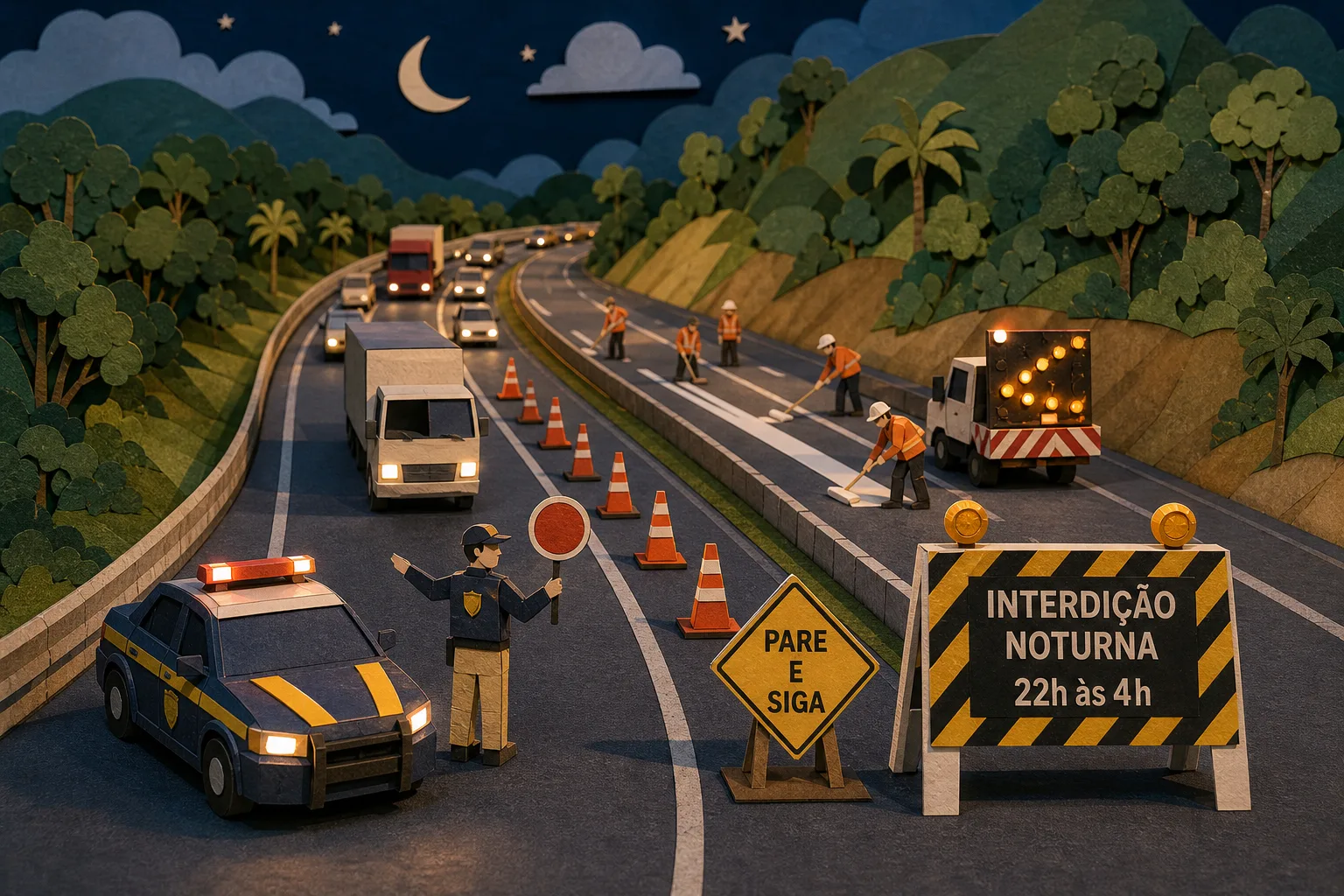 BR-364 passa por interdição noturna no sentido Cuiabá para obras de sinalização