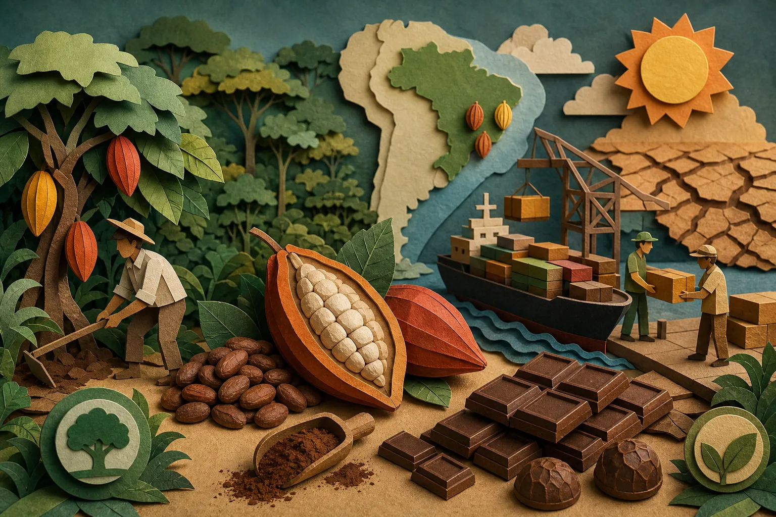 Brasil amplia exportações de cacau enquanto clima ameaça encarecer o chocolate