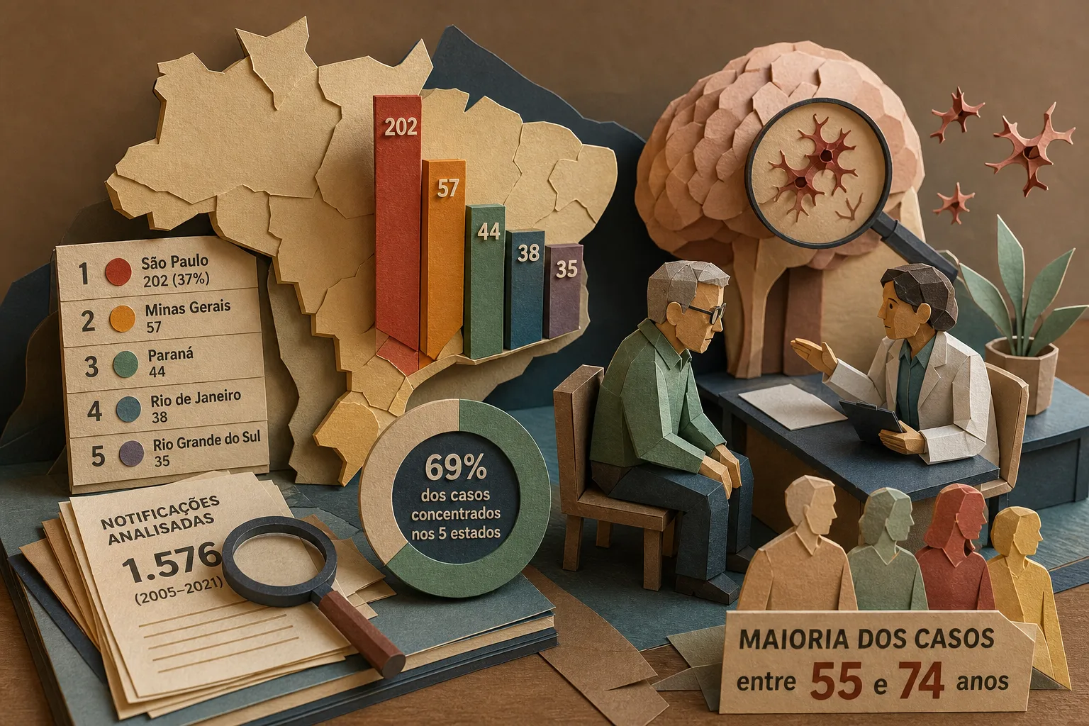 Brasil soma mais de 500 diagnósticos da rara doença de Creutzfeldt-Jakob em 17 anos