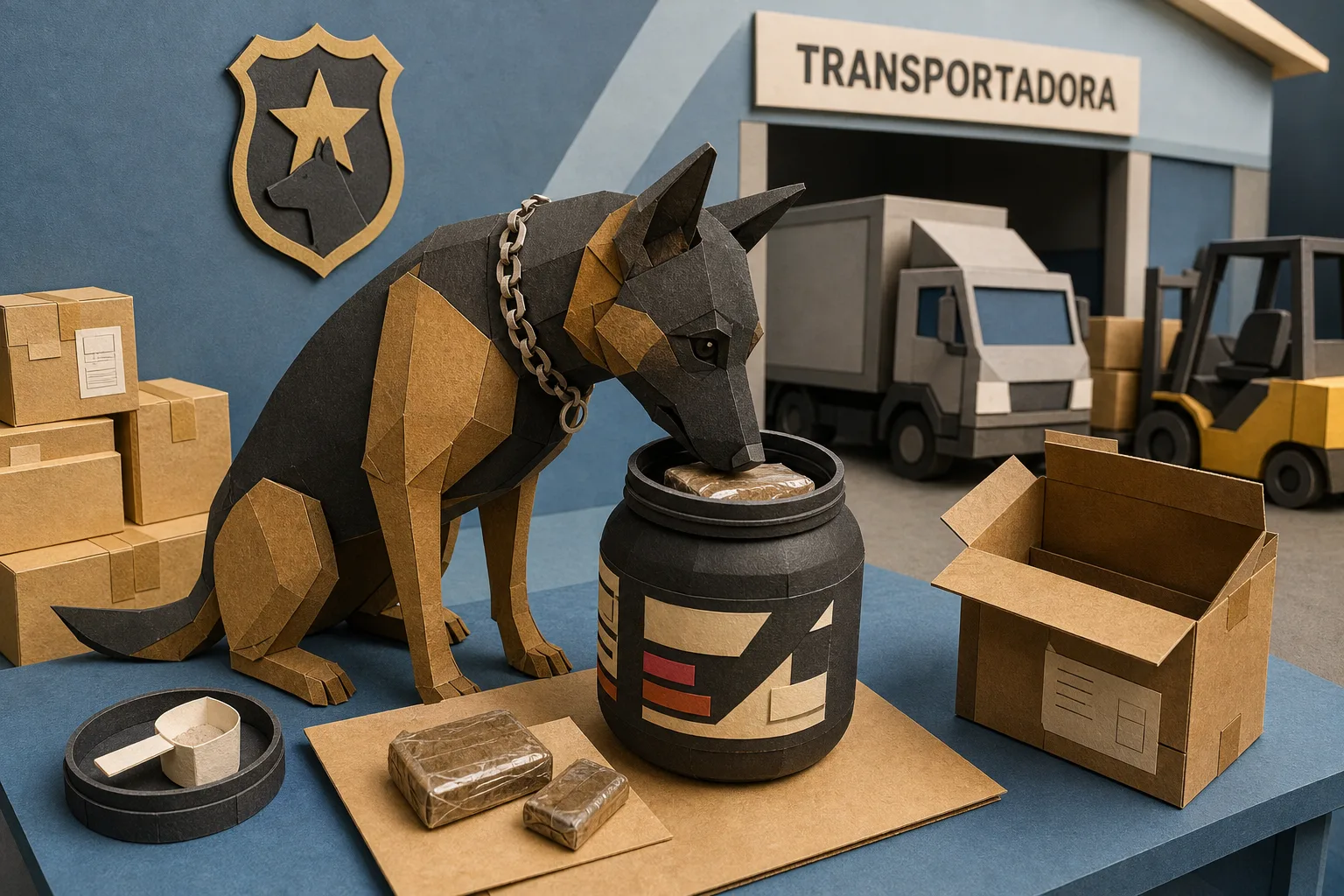 Cadela da Polícia Civil intercepta haxixe camuflado em suplemento em Porto Velho