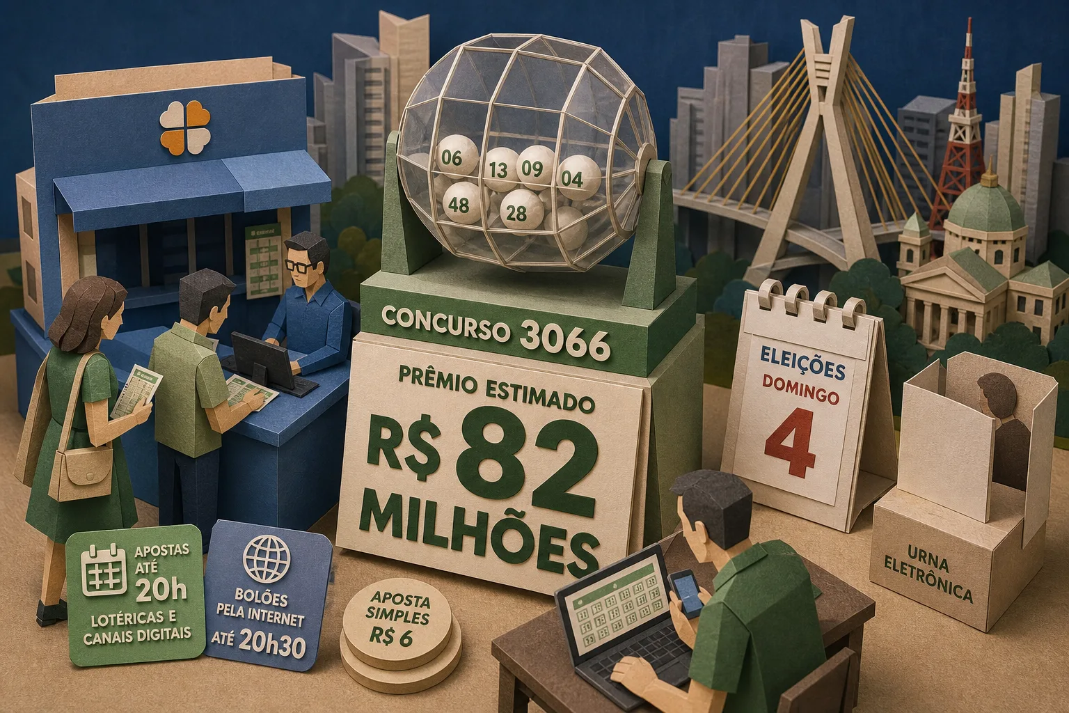 Caixa sorteia prêmio estimado em R$ 82 milhões no concurso 3066 da Mega-Sena