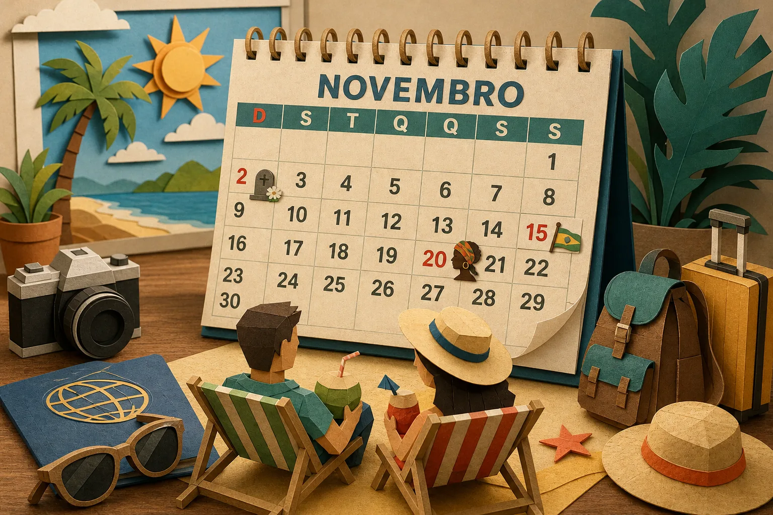 Calendário de novembro reúne três folgas nacionais e garante descanso prolongado
