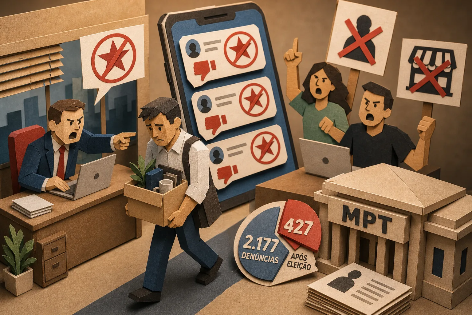 Campanhas estimulam demissões por posicionamento partidário e viram alvo do MPT