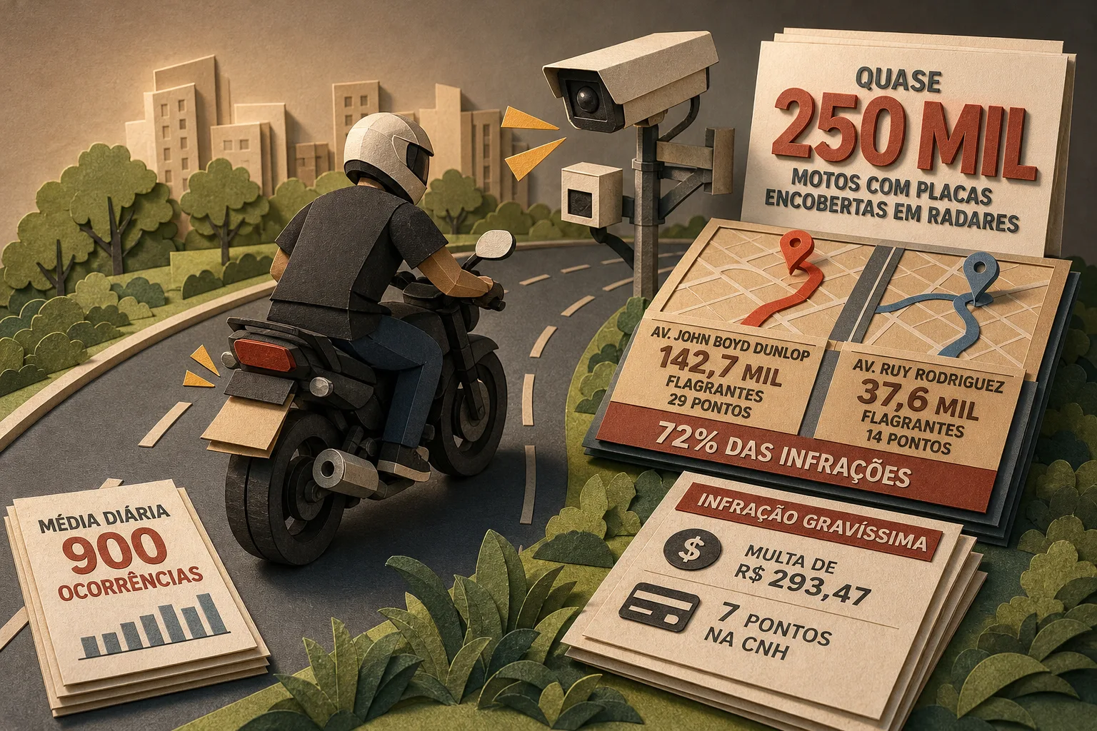 Campinas contabiliza quase 250 mil motos com placas encobertas em radares