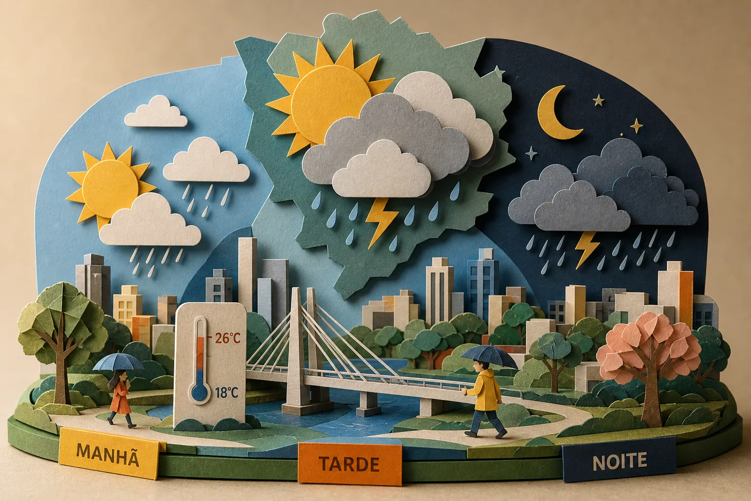 Campo Grande registra dia com sol, pancadas de chuva e trovoadas