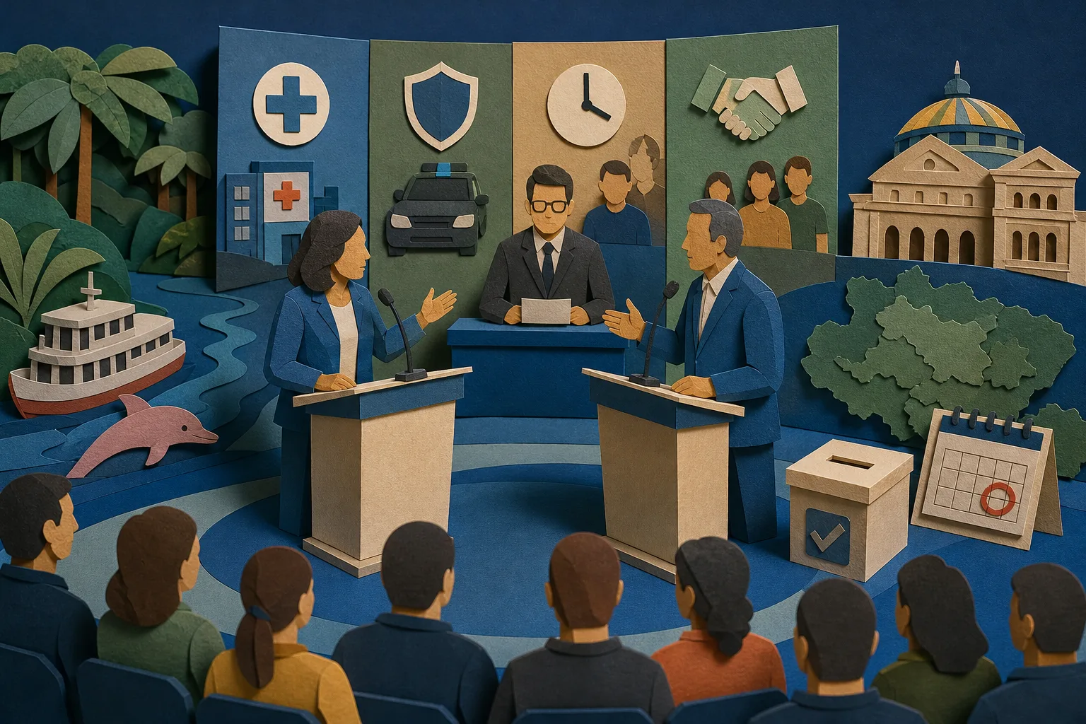 Candidatos ao governo do Amazonas confrontam propostas em debate do segundo turno