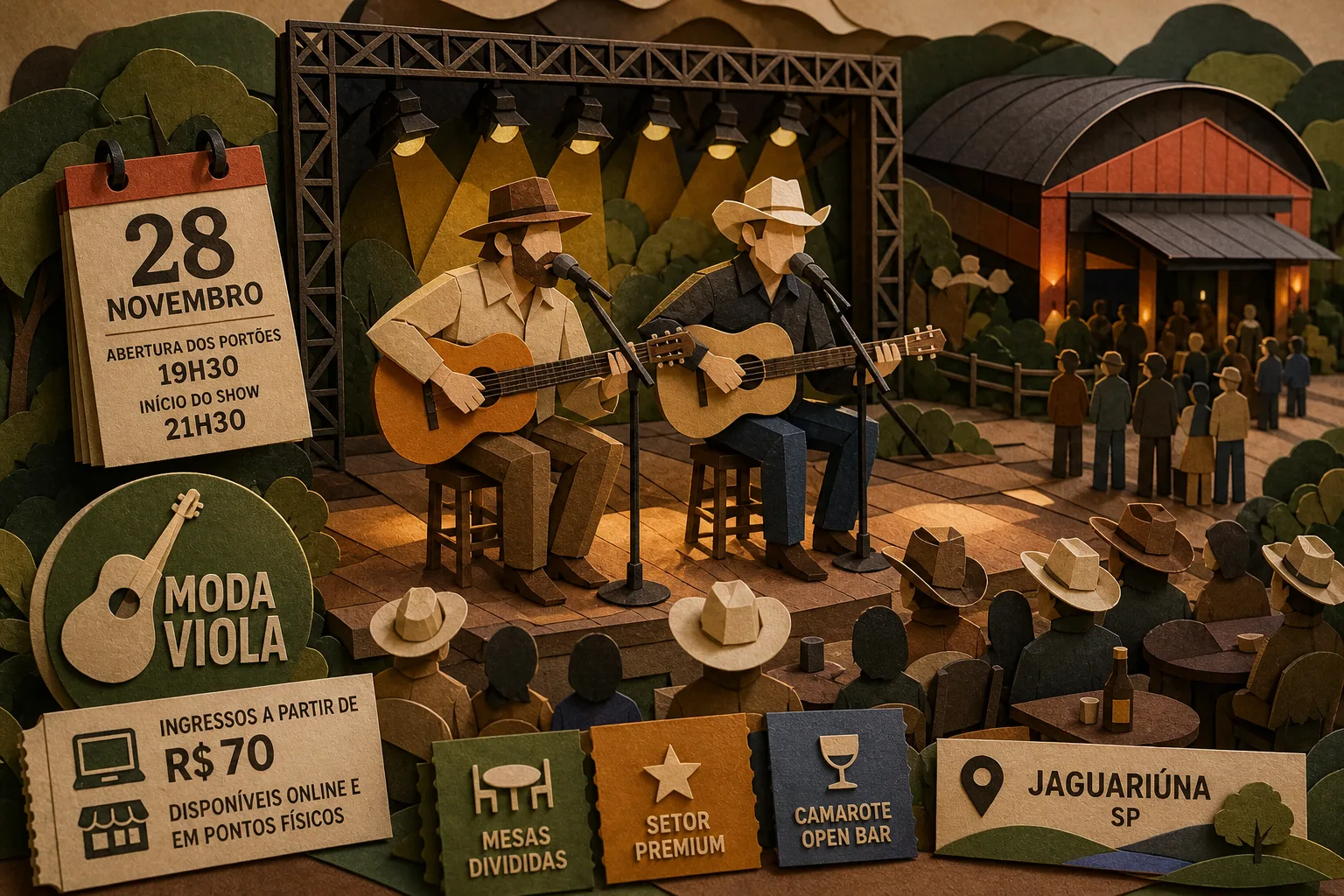 Cantores Sérgio Reis e Almir Sater fazem apresentação conjunta em Jaguariúna
