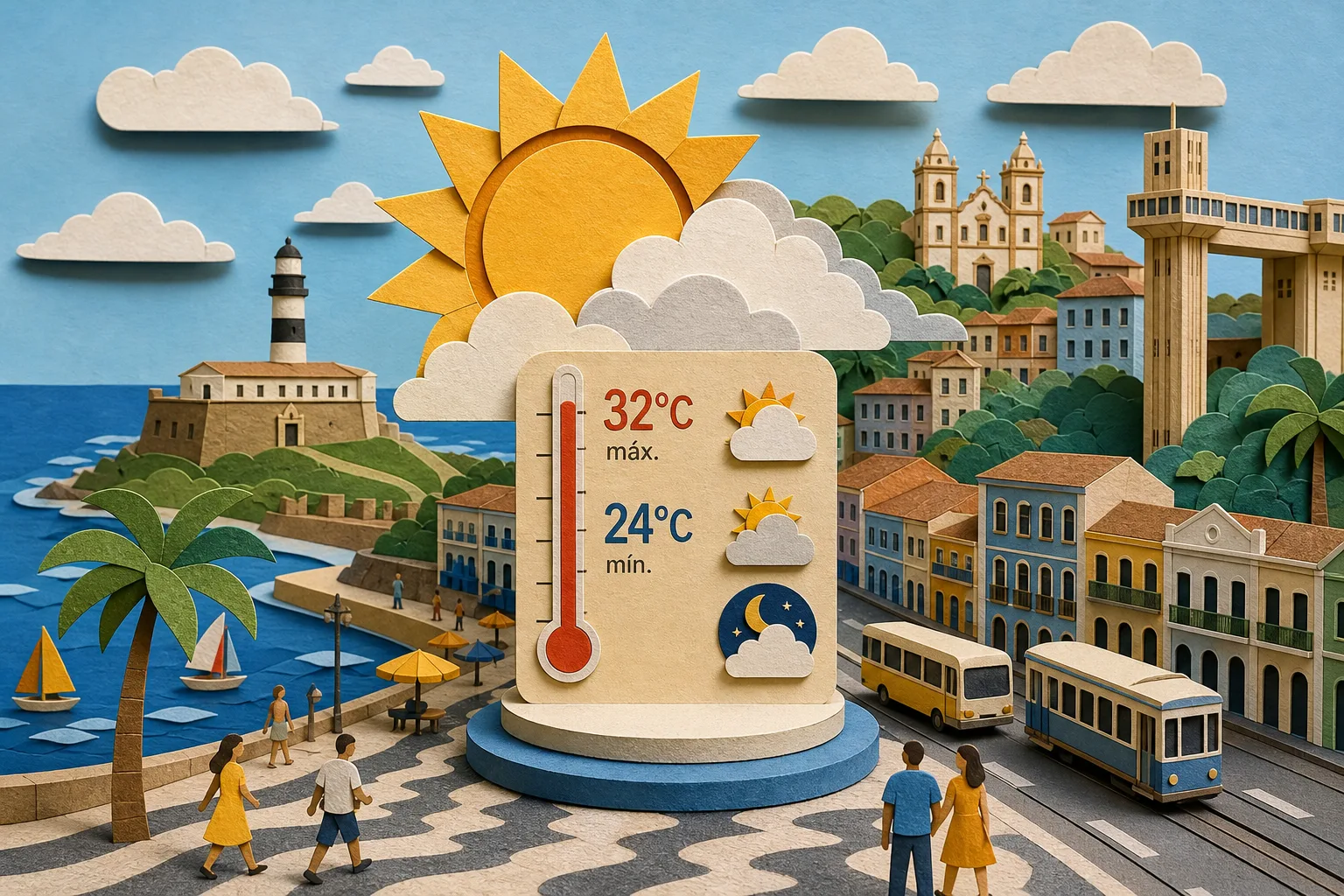 Capital baiana registra tempo estável e termômetros em até 32ºC no domingo