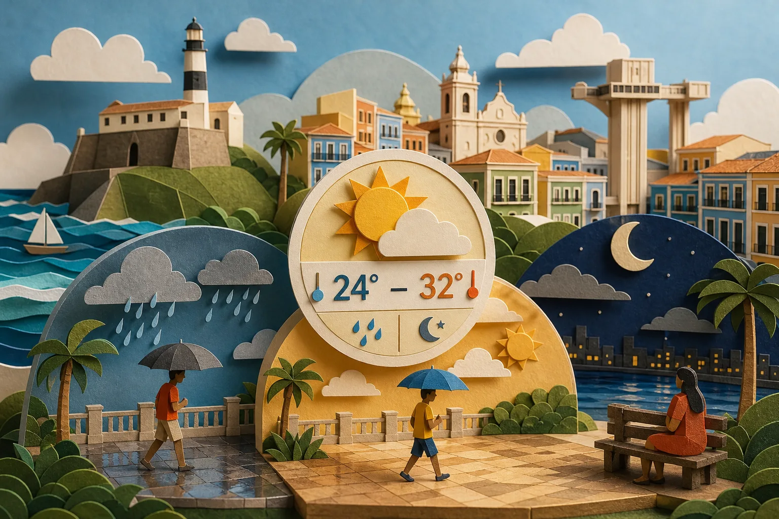 Capital baiana tem dia de sol com máxima de 32ºC e pancadas rápidas de chuva