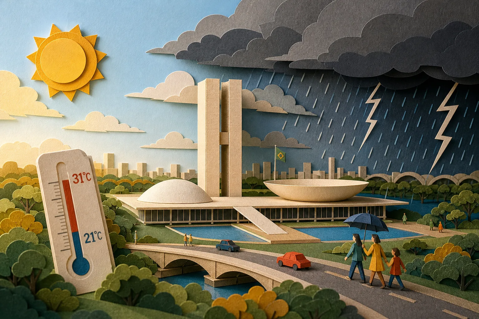 Capital federal registra máxima de 31ºC e risco de trovoadas a partir da tarde