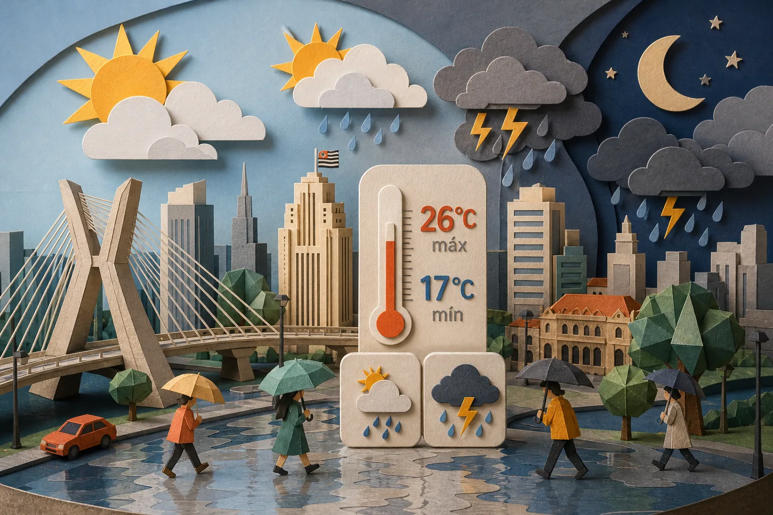 Capital paulista deve registrar máxima de 26°C e pancadas de chuva nesta segunda