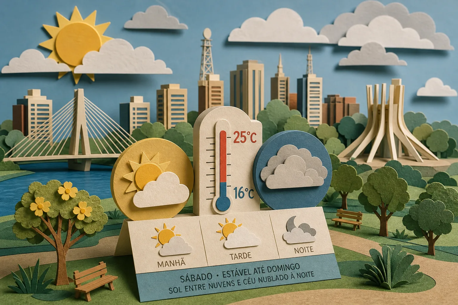 Capital sul-mato-grossense tem sábado de sol entre nuvens e máxima de 25°C