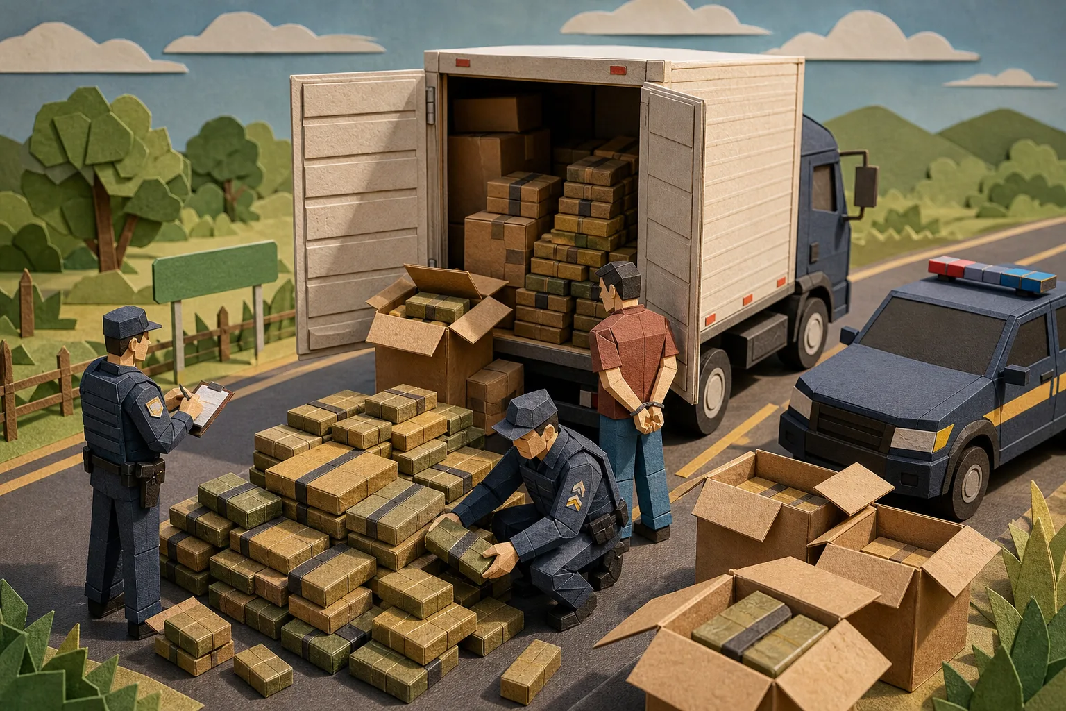 Carga de 3,2 toneladas de maconha é localizada dentro de caminhão-baú na MS-480