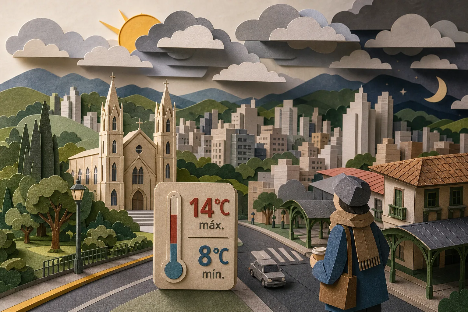 Caxias do Sul registra dia frio com predomínio de nuvens e máxima de 14°C
