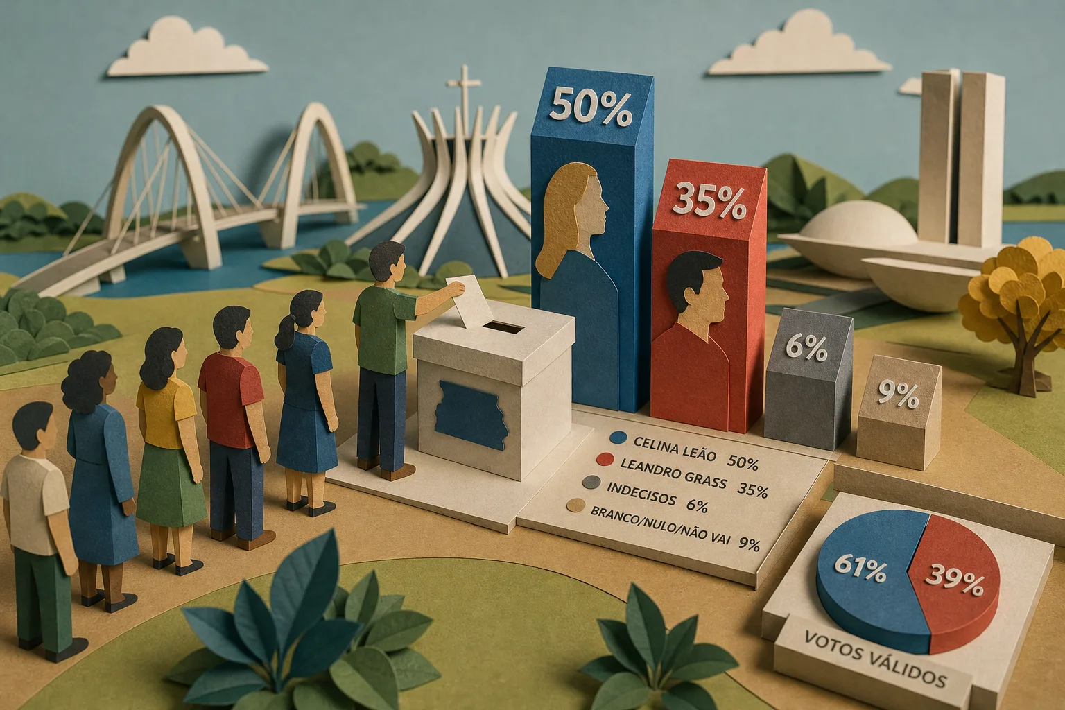 Celina Leão tem 50% das intenções de voto no segundo turno para o governo do DF