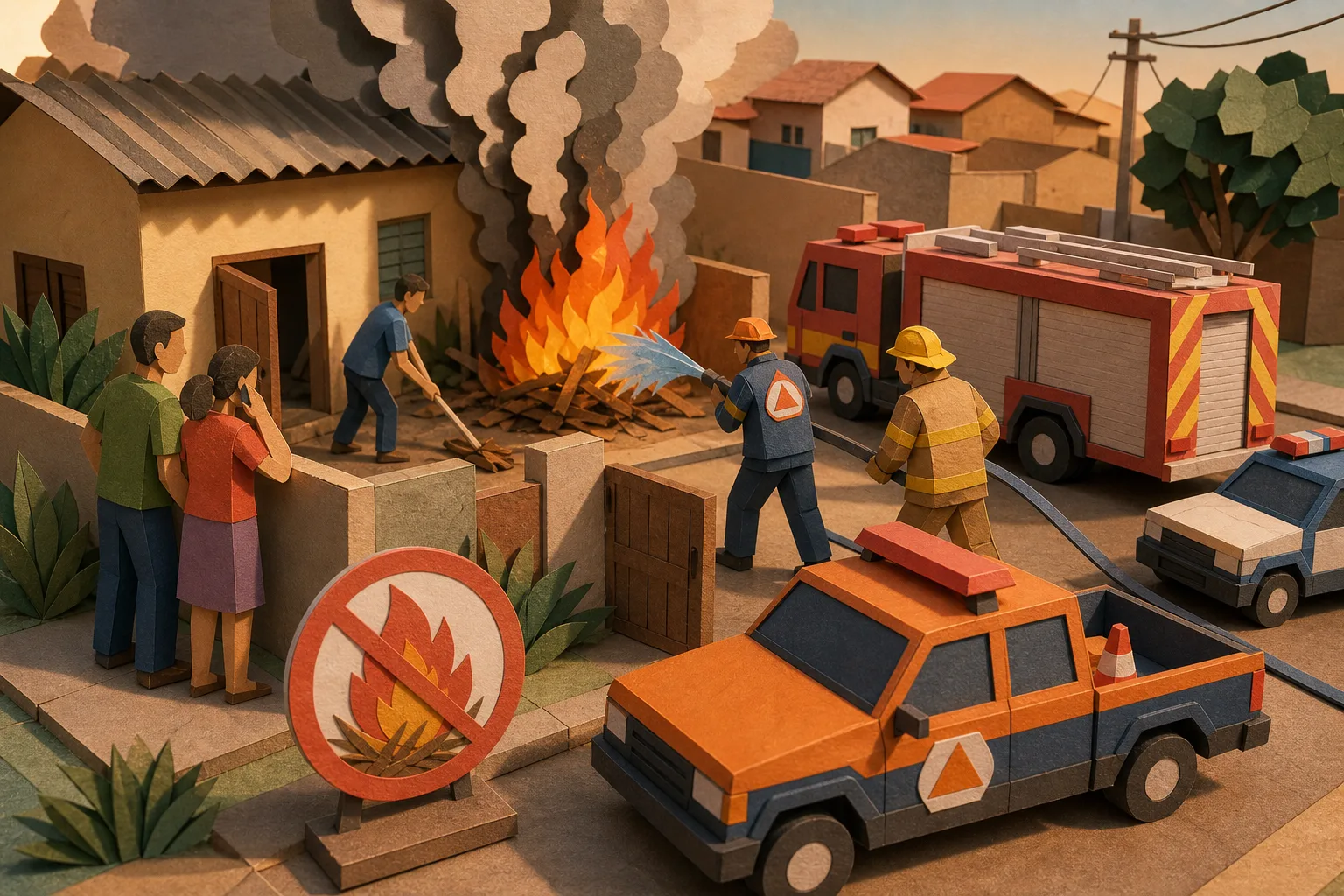 Chamas atingem residência durante queima de materiais em Regente Feijó