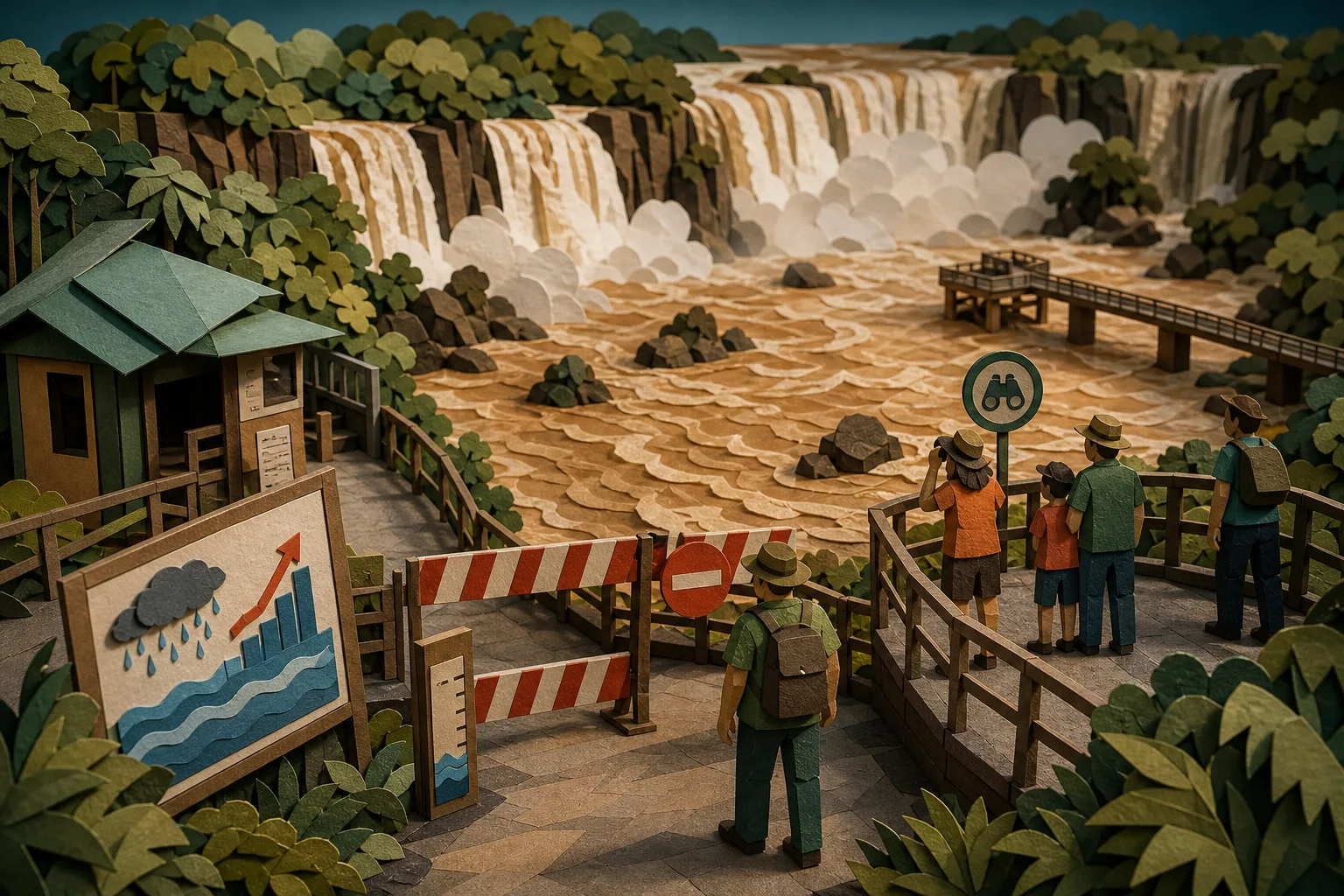 Cheia no Rio Iguaçu suspende turismo na Argentina e restringe passeios em Foz