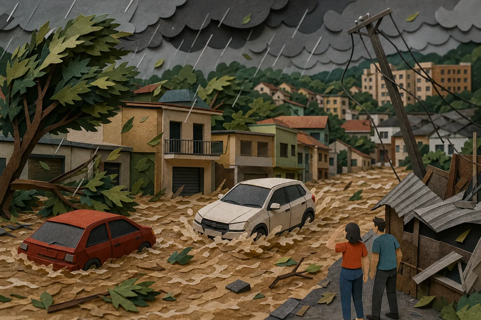 Chuva torrencial com rajadas de vento provoca transtornos em Barra Mansa