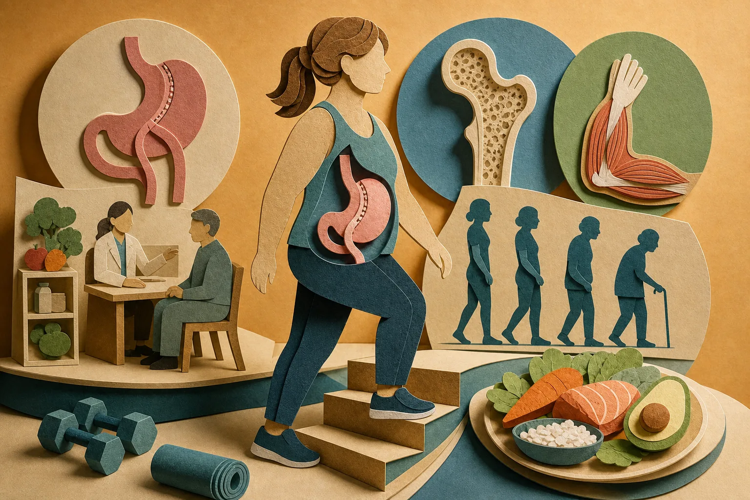 Cirurgia de redução do estômago afeta massa óssea e muscular com a idade