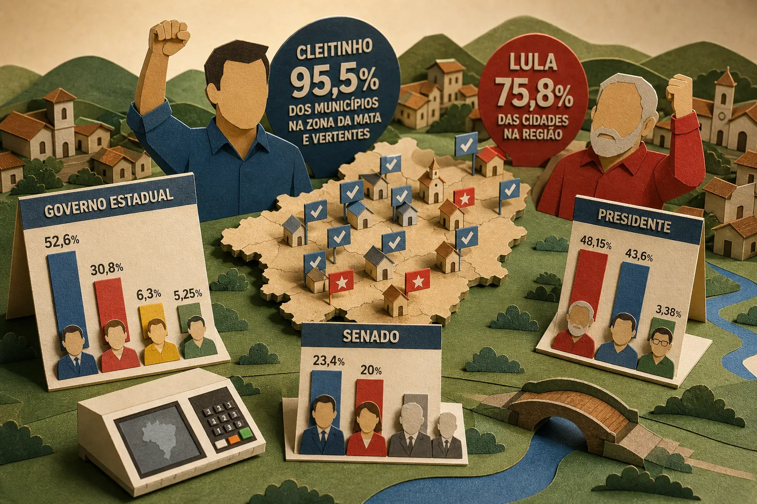 Cleitinho e Lula conquistam maioria dos votos na Zona da Mata e Vertentes