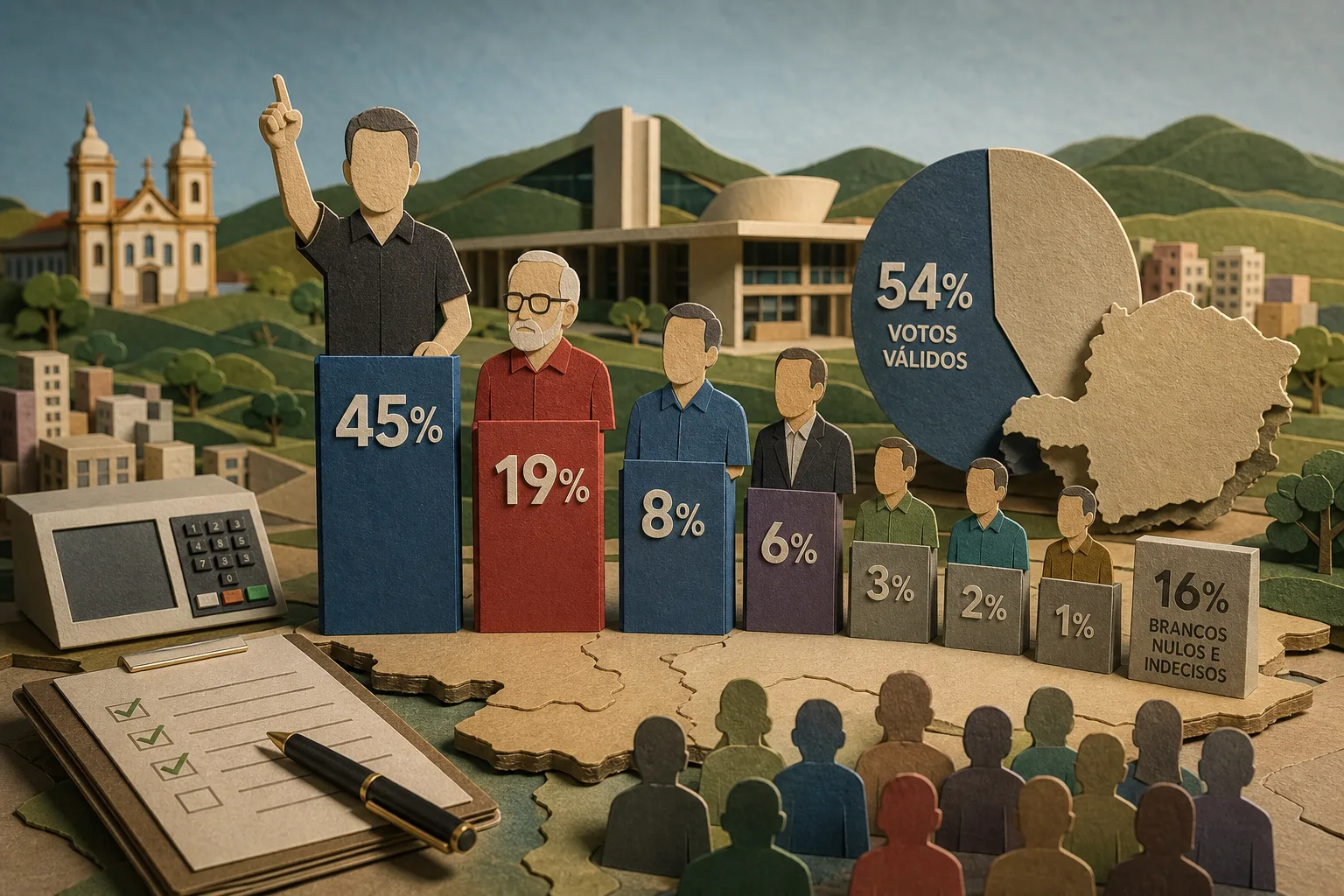 Cleitinho lidera disputa pelo governo de Minas Gerais com 45% das intenções de voto